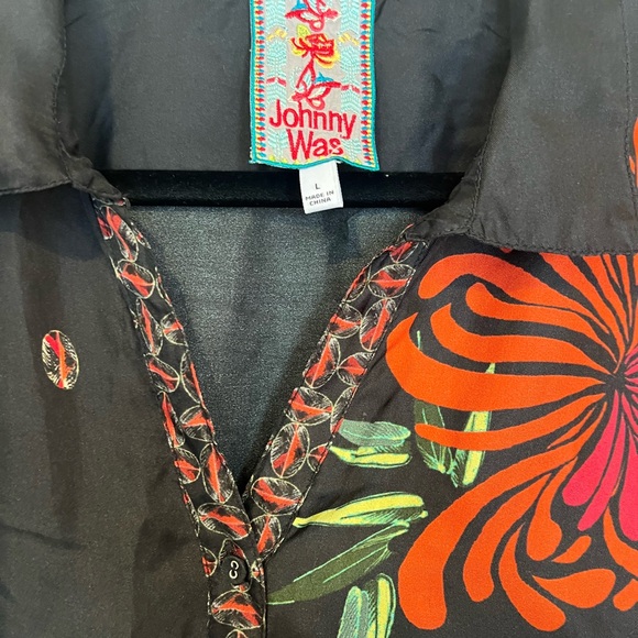 Johnny Was Silk Carro Button Front Floral Print Tunic - Picture 5 of 7